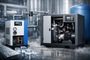 درایر تبریدی و کمپرسور: راه‌حل‌های بهینه برای جلوگیری از رطوبت در سیستم‌های هوای فشرده