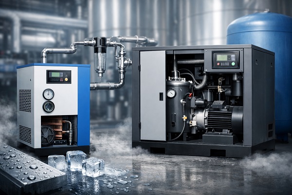درایر تبریدی و کمپرسور: راه‌حل‌های بهینه برای جلوگیری از رطوبت در سیستم‌های هوای فشرده